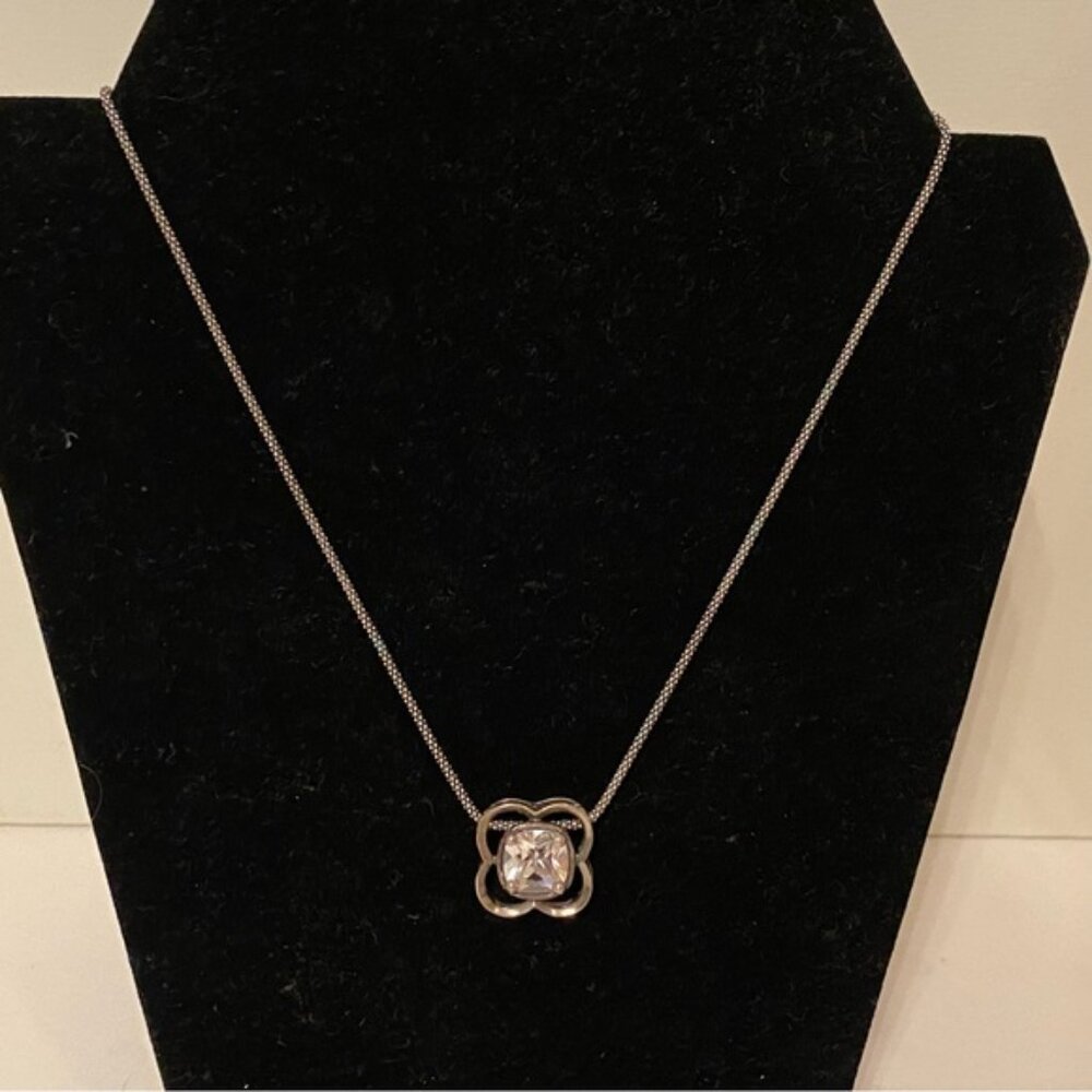 SILPADA NECKLACE STERLING SILVER 925 POPCORN CHAIN 16” CZ FLOWER PENDANT N1411 - Picture 3 of 11